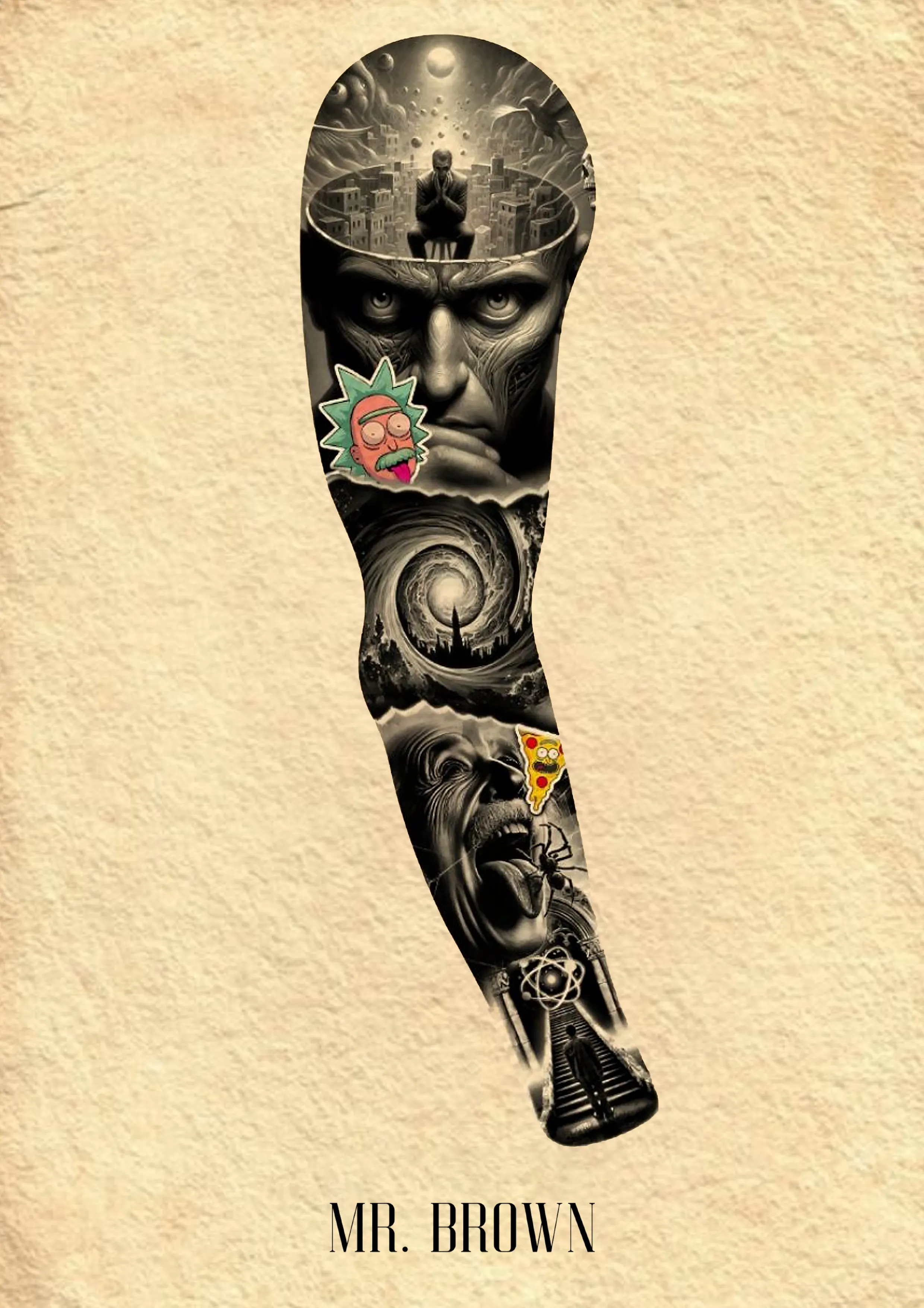 Realistic and Cartoon Einstein Tattoo&nbsp;Design